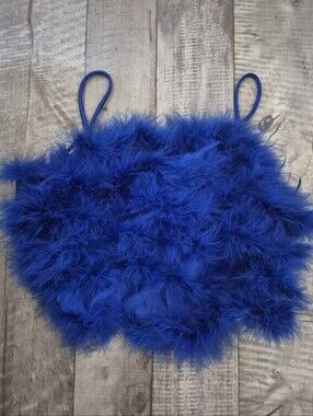 Love J Julia Feathered Slip Crop Top Cobalt Blue XL-2X NWT